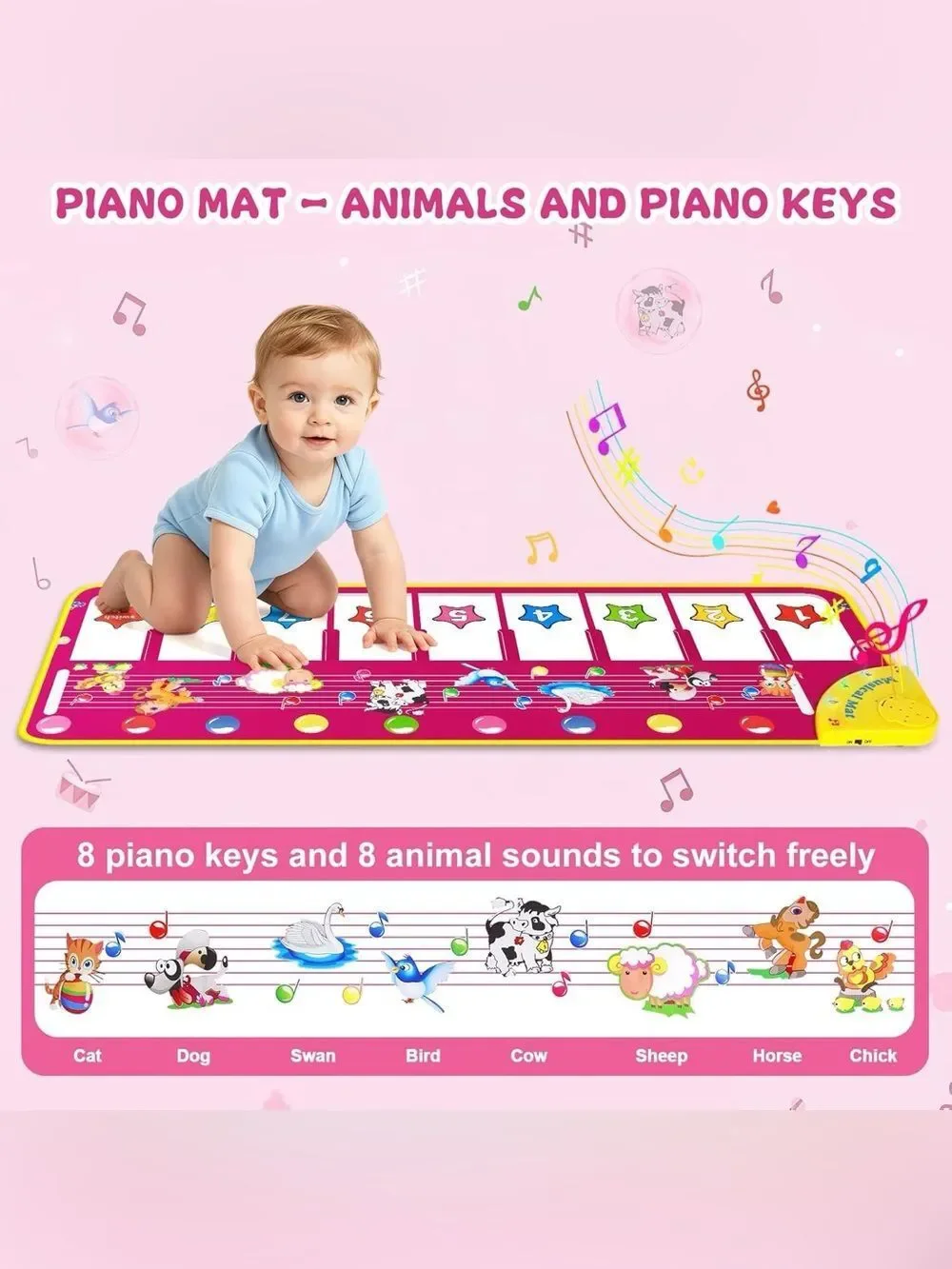 Kids Musical Play Piano Mat - Pink - Musical Play for Babies & Toddlers